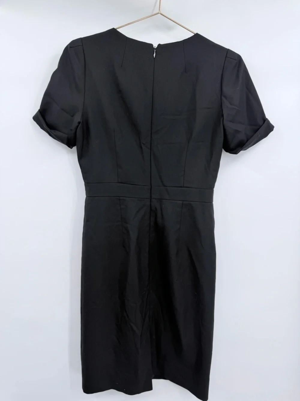 J. CREW Memo Dress Super 120s Wool V-Neck Sheath Black 4